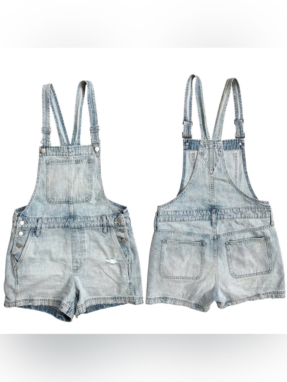 Madewell Corsica Light Wash 100% Cotton Denim Overall Shortalls Size Medium